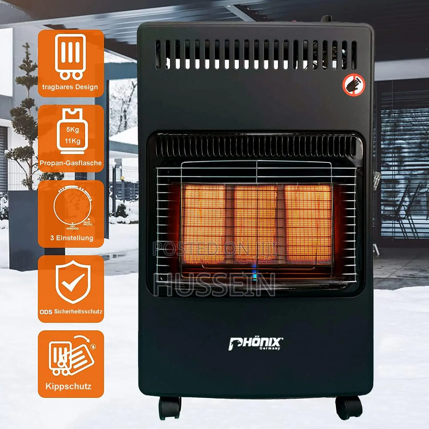 Gas Heater Logik Roll About 9L Cylinder Infrared Radiant