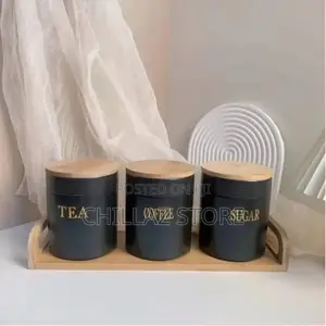 Set of 3storage Ceramic Sealed Jars for Sugar Teaand Coffee