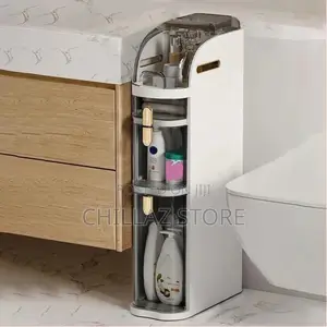 3 Tier Shower Floor Storage Cabinet 7in Narrow Corner