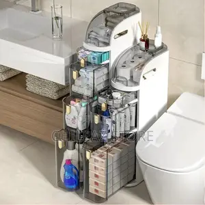3 Tier Shower Floor Storage Cabinet 7in Narrow Corner