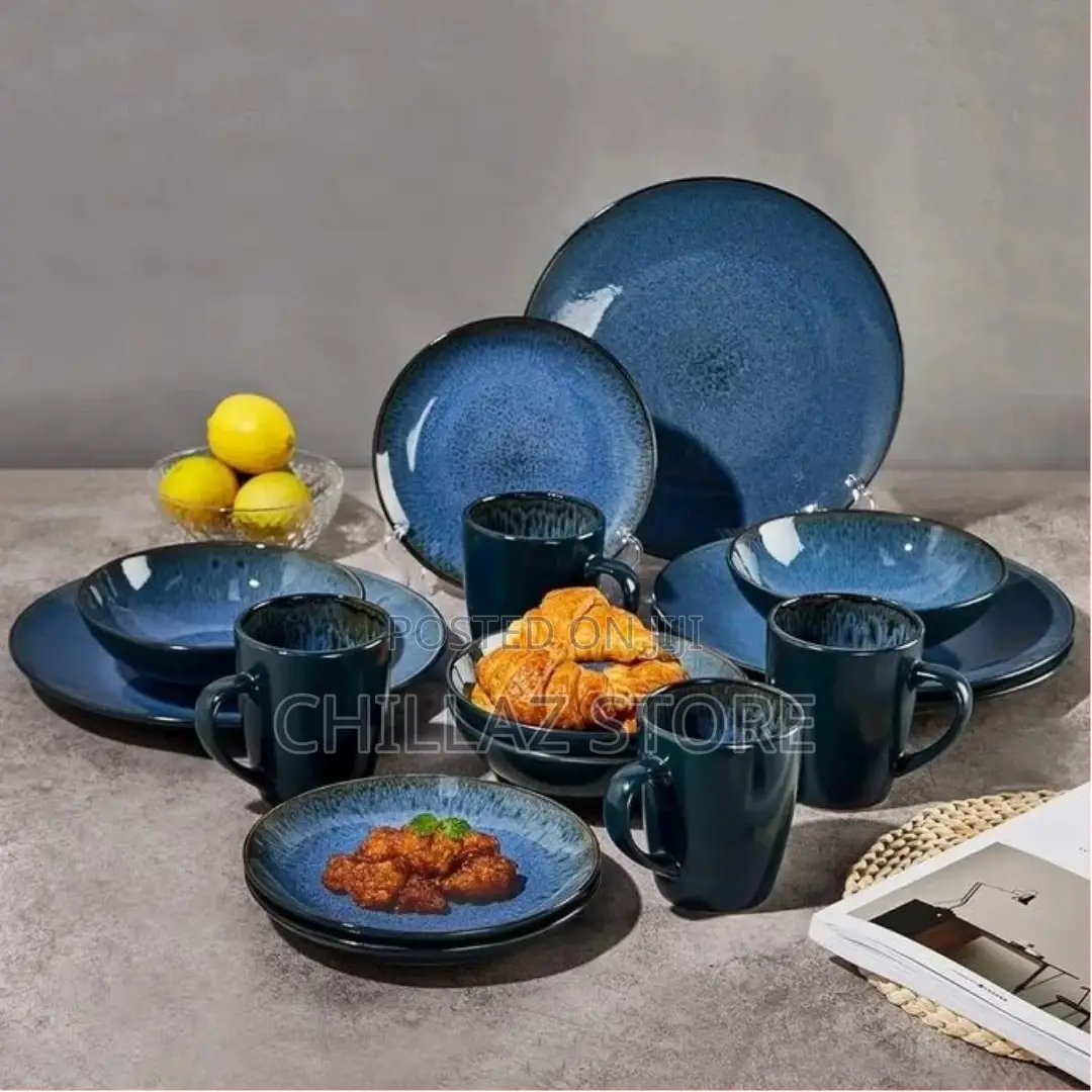 16 Piece Dazzling Blue Plates, Cups, Bowls Side Plate