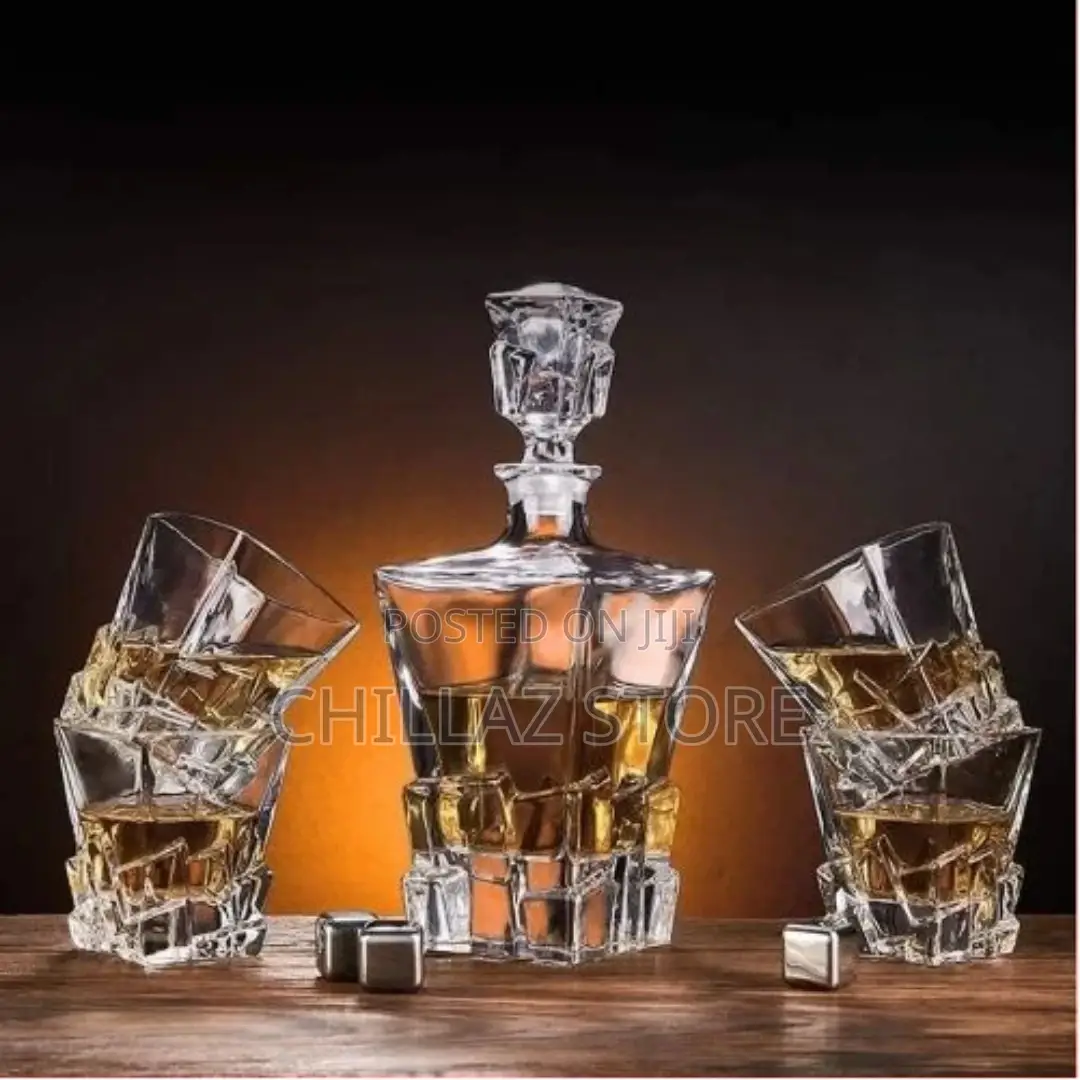 Premium Crystal Clear 7pcs Bar Set, 1 Decanter Bottle(