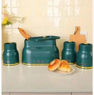 4 Piece Metal Bread Bintea Coffee Sugar Canister Storage
