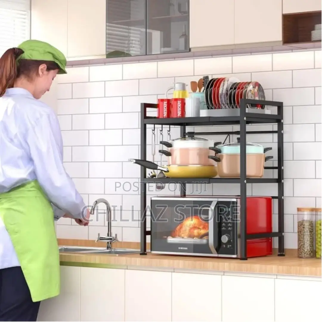Microwave Oven Rack, Adjustable Shelf Organizer
