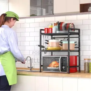 Microwave Oven Rack, Adjustable Shelf Organizer