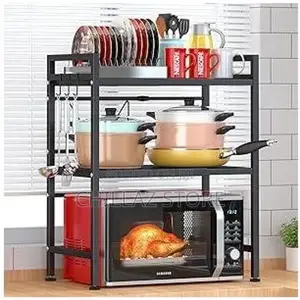 Microwave Oven Rack, Adjustable Shelf Organizer