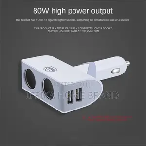 80W Multi-Function USB Car Charger Direct-Insert 90-Degree