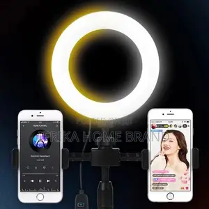 Dimmable Ring Light Selfie LED Lamp USB With 2 Phone Holder