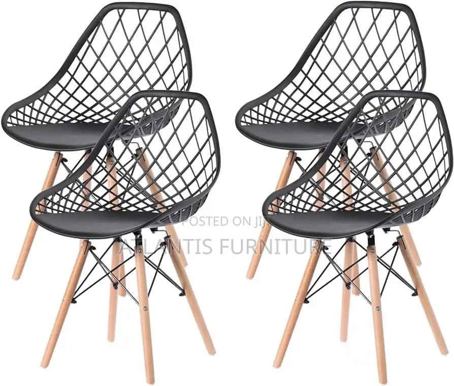 Plastic Chairs With Wooden Legs.