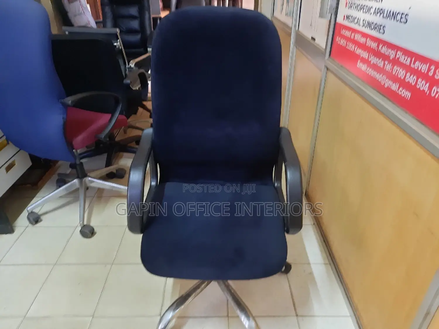 Fabric Blue High Back Chair