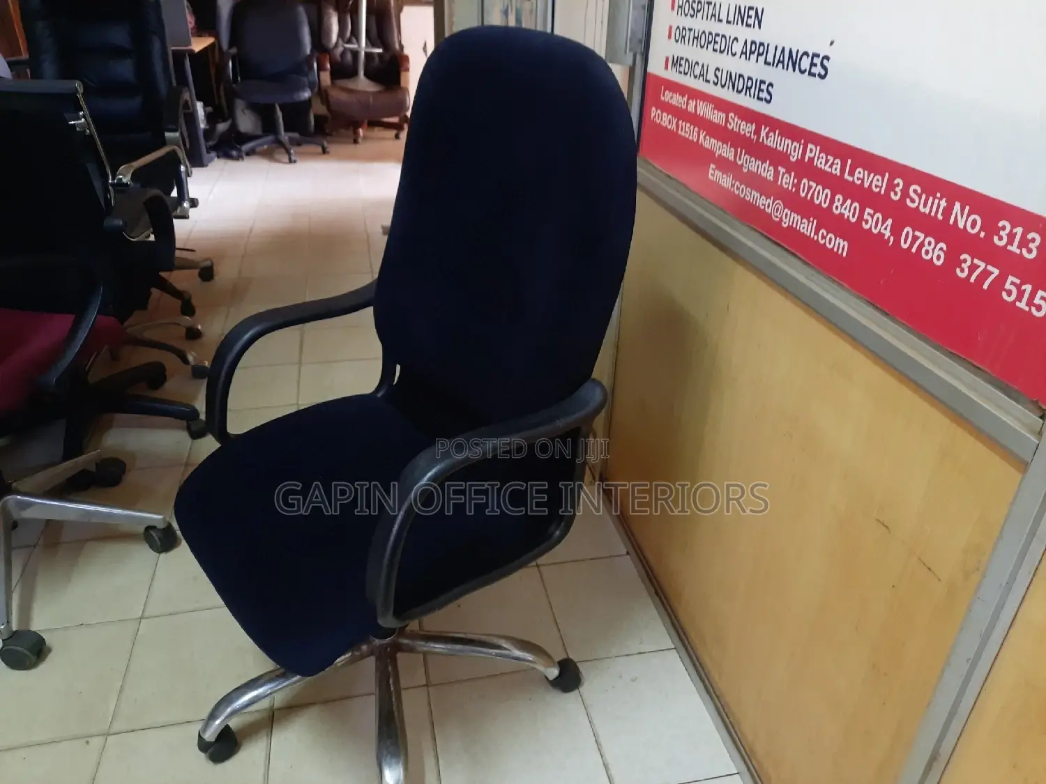 Fabric Blue High Back Chair
