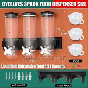 Cereal Dispenser Wall Mounted, Triple Dry Food Dispensers,