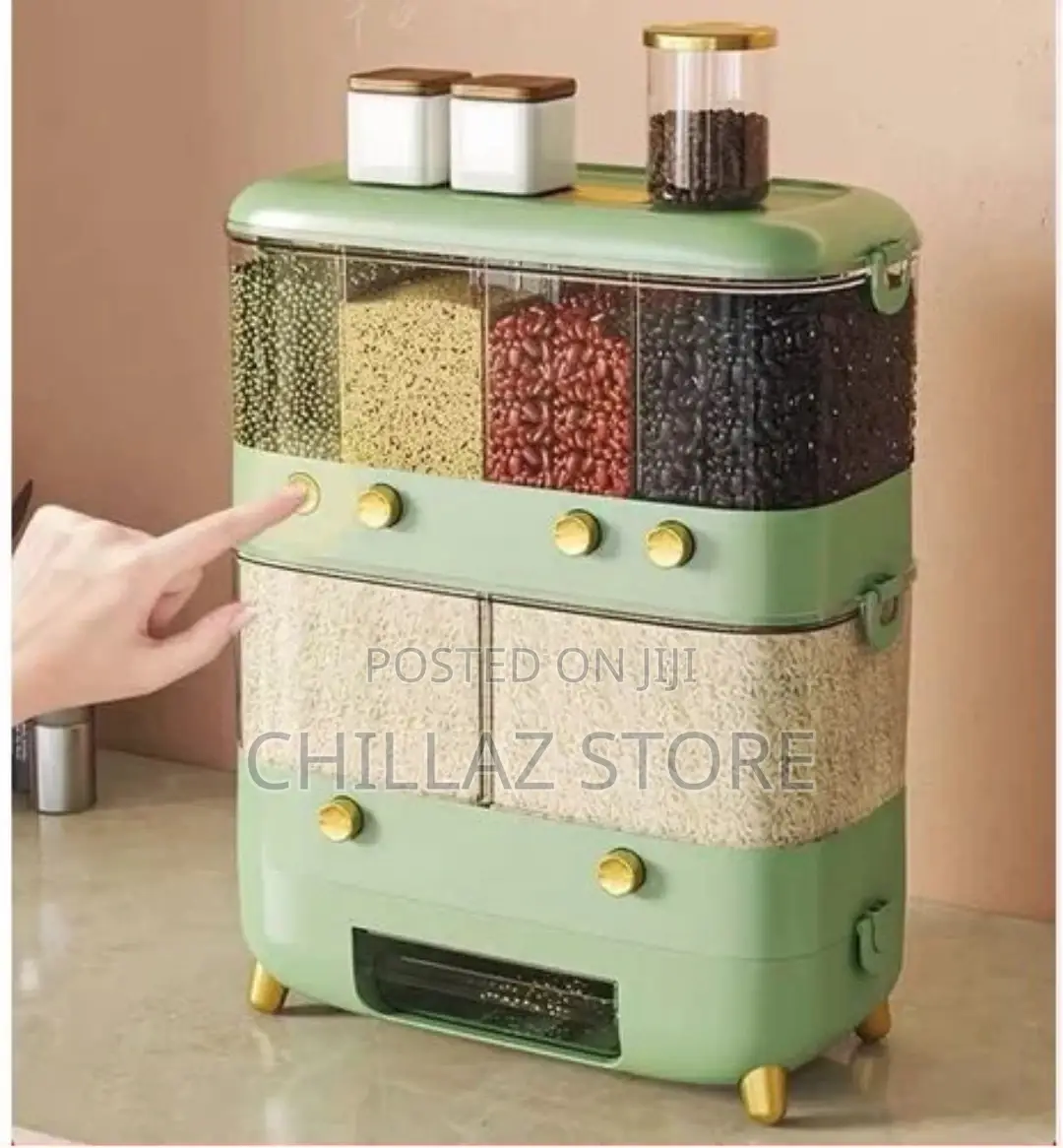Dispenser 2 Layers Rice Container Kitchen Food Organizer