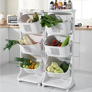 White Plastic Kitchen Fruit and Vegetable Organizer 3 Tier