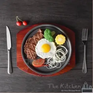 Kitchen Round Sizzling Plate Cast Iron Plate
