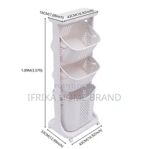3 Layer Clothes Basket Storage Cart Trolley Organiser