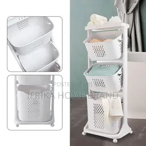 3 Layer Clothes Basket Storage Cart Trolley Organiser