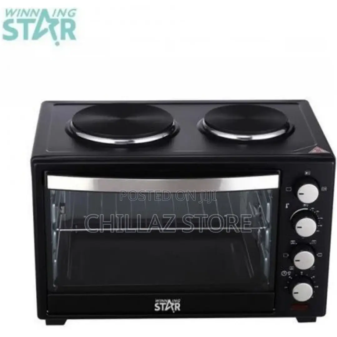 RAF 40 Litres Electric Oven Cooker With 2 Hot Plates- Black