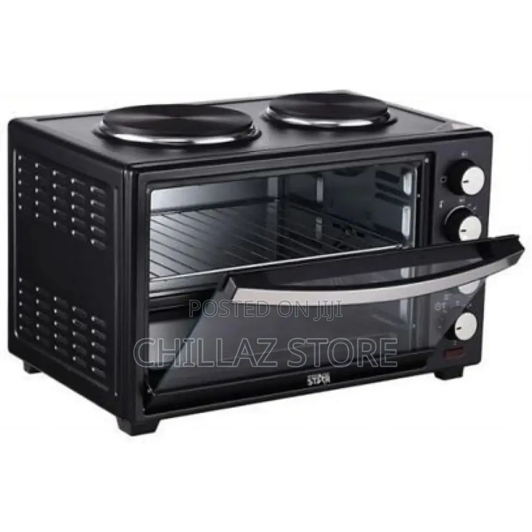 RAF 40 Litres Electric Oven Cooker With 2 Hot Plates- Black