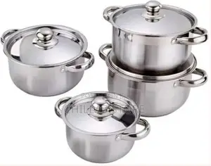 8 Piece Stainless Steel Saucepans Cookware Pots, Silver
