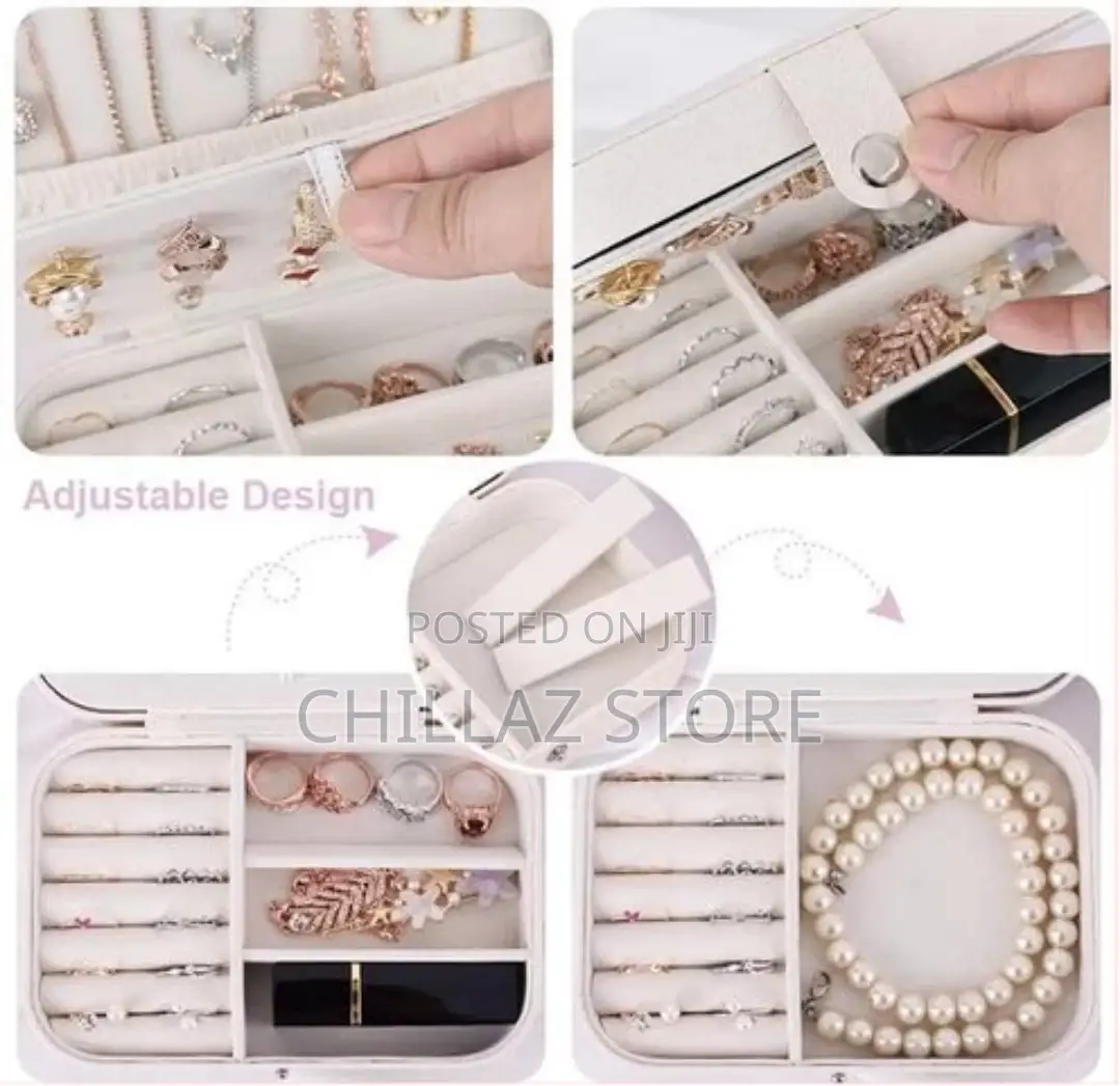 Double Layer Soft Travel Jewelry Box Organizer Adjustable