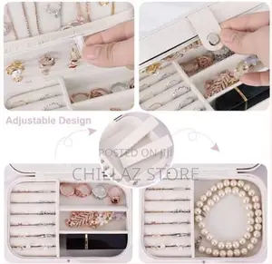 Double Layer Soft Travel Jewelry Box Organizer Adjustable
