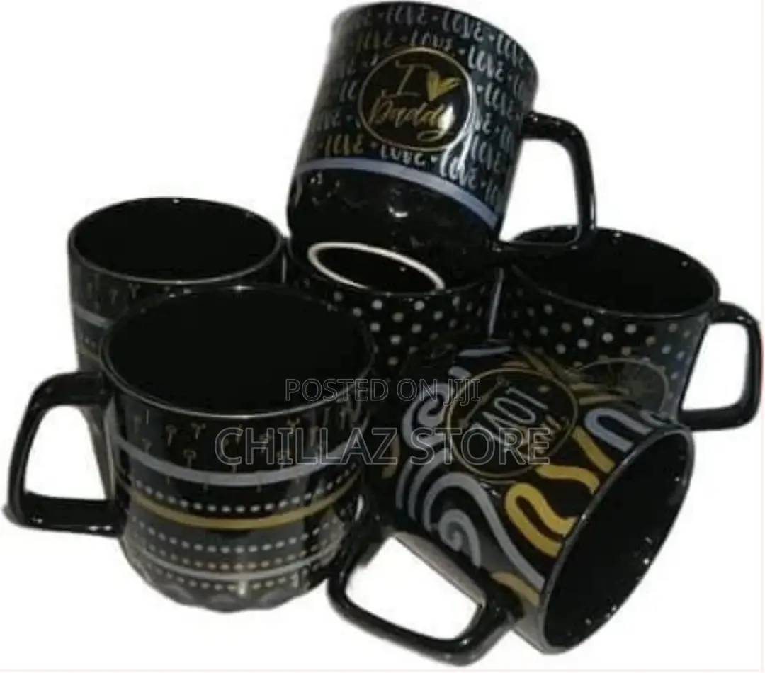 6 Pieces of Silver and Gold Printed Coffee Tea Cups Mugs
