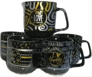 6 Pieces of Silver and Gold Printed Coffee Tea Cups Mugs