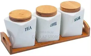Ceramic Twisted Tea Coffee Sugar 3 Canisters Set