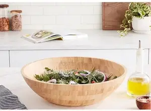 Bamboo 25cm Bamboo Fruit Salad Serving Bowl Dish-Brown