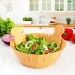 Bamboo 24cm Bamboo Fruit Salad Serving Bowl Dish –