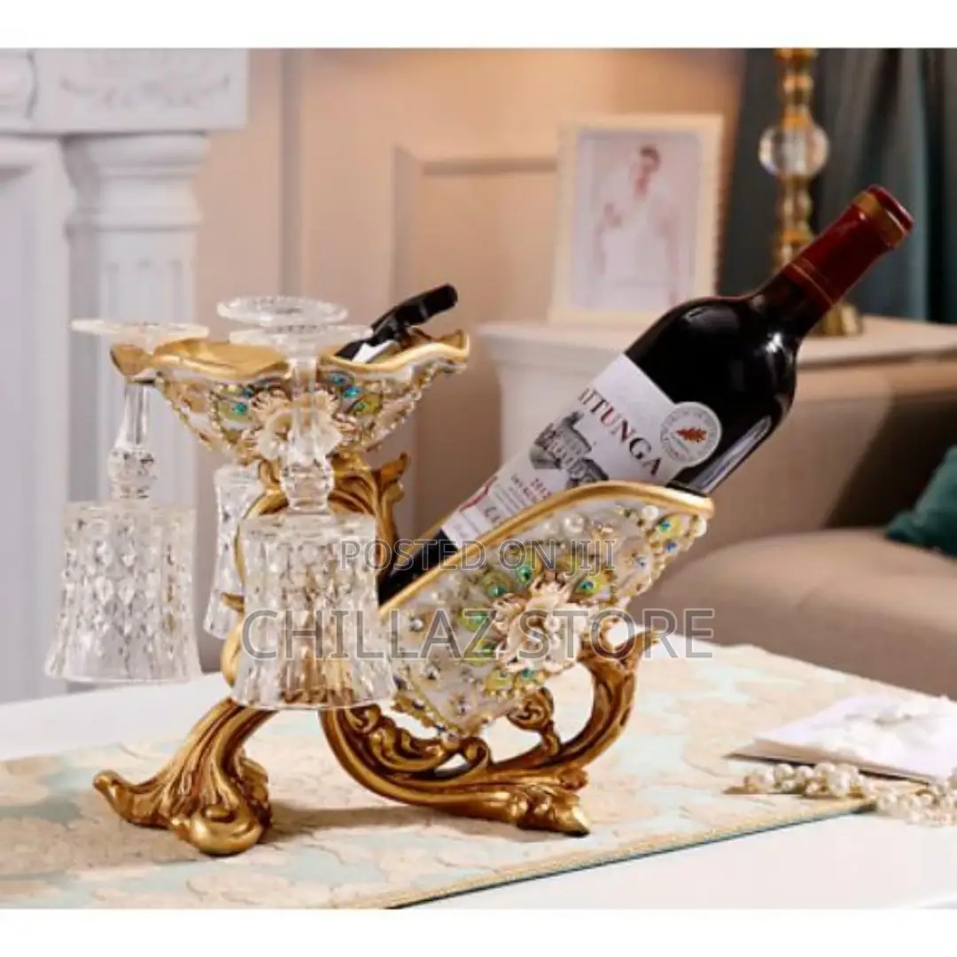 Wine Bottle Holder Floral Vintage Resin Home Decor