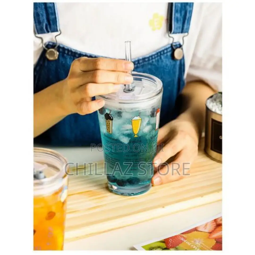 450ML Reusable Smoothie Cup, Glass Shake Tumbler