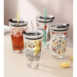 450ML Reusable Smoothie Cup, Glass Shake Tumbler