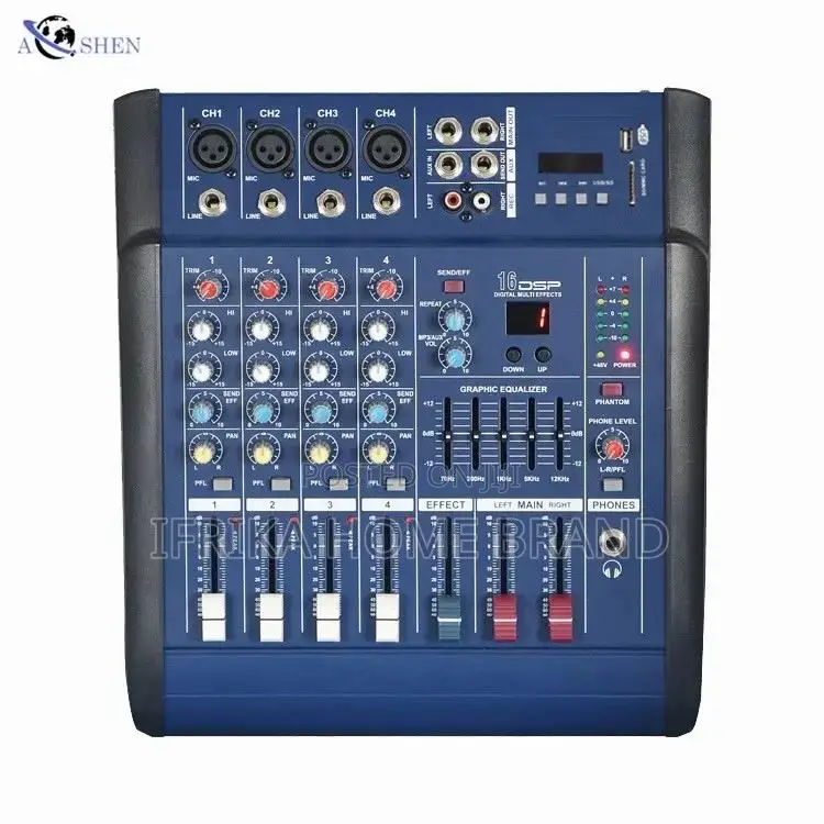 Professional 4 Channel Audio Mixer With Power Amplifier