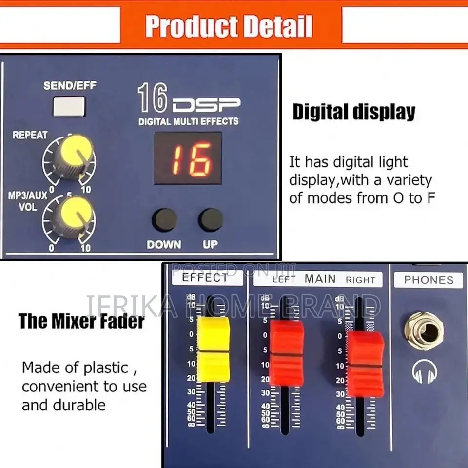 Professional 4 Channel Audio Mixer With Power Amplifier