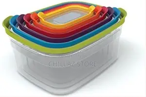 7 Piece Rainbow Plastic Fridge Storage Food Containers