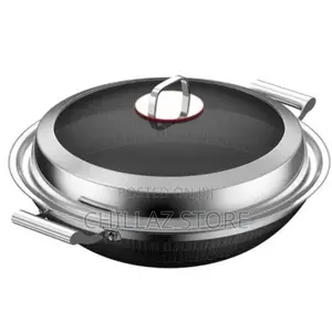 34cm Non-Stick Induction Wok Cookware Saucepan Pot- Silver