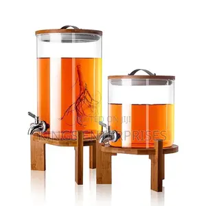 10L Glass Dispenser With Bamboo Stand