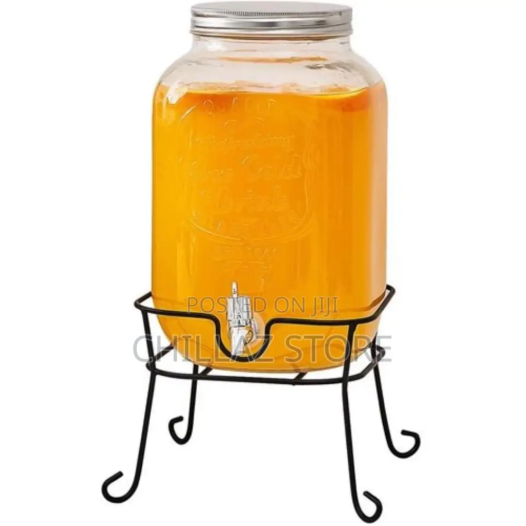 Dispenser With Scroll Iron Stand, Stainless Free Spigot-