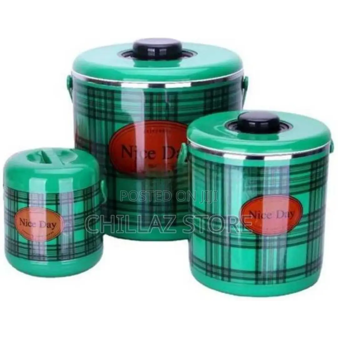 3pc Checked Food Warmer Dishes Thermal Insulation Hot Pot