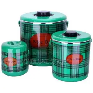 3pc Checked Food Warmer Dishes Thermal Insulation Hot Pot