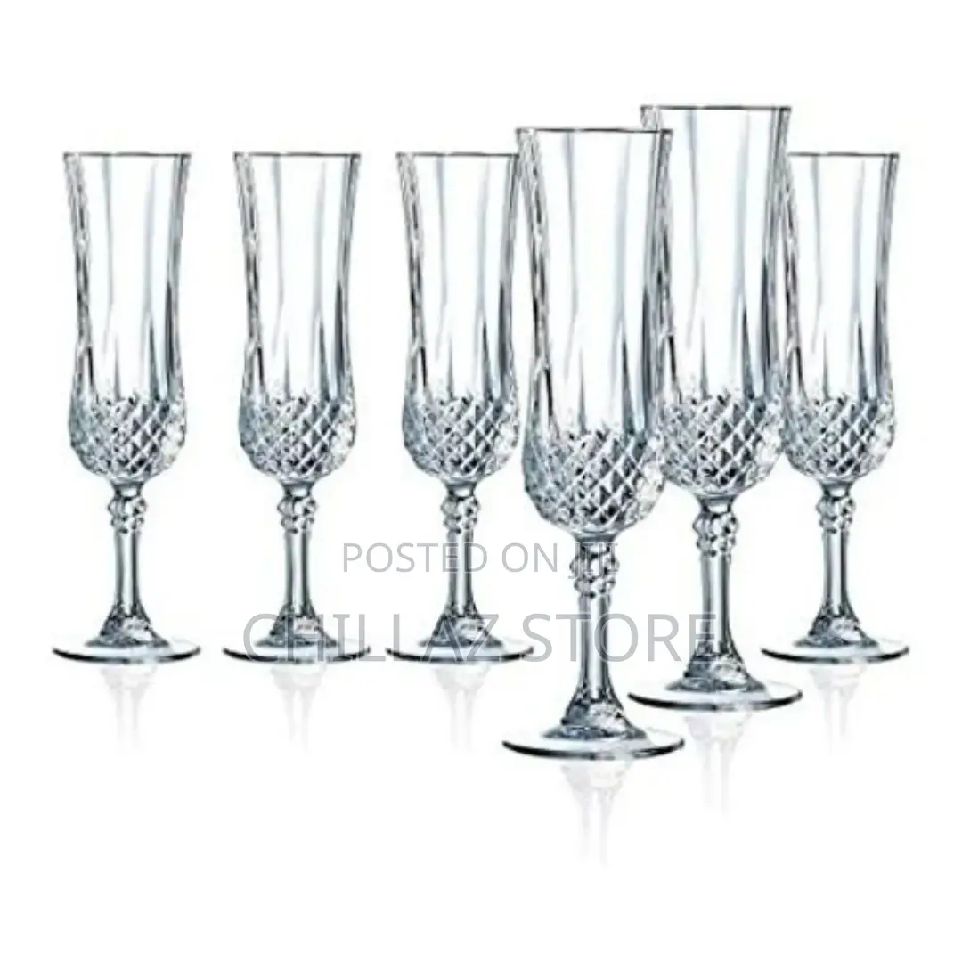 6 Pieces of Diamond Champaign Flute Wine Glasses