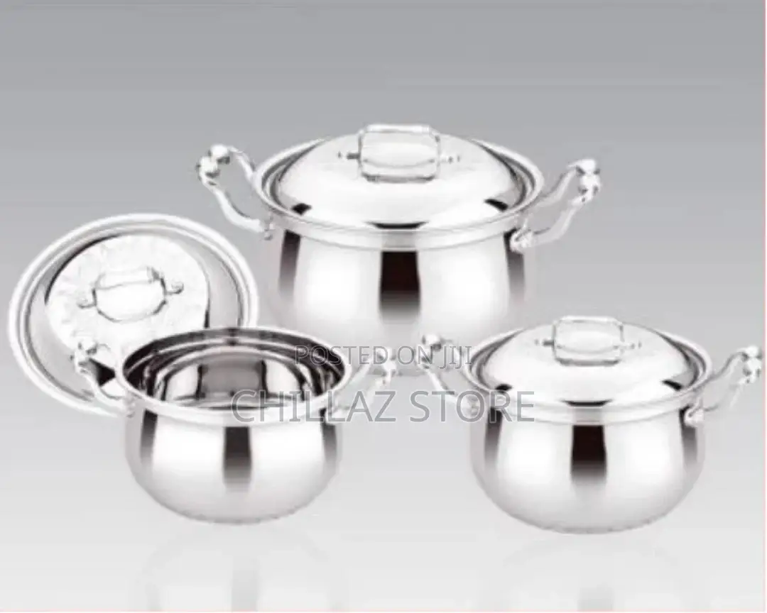 6 Piece 20, 22 24CM Stainless Steel Saucepans Cooking Pots