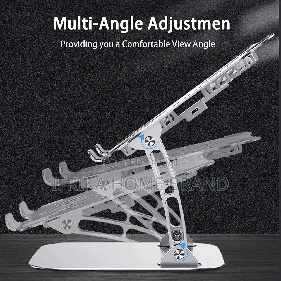11-16 Inches Adjustable Aluminum Laptop Stand With 2 Usb Cooling Fans