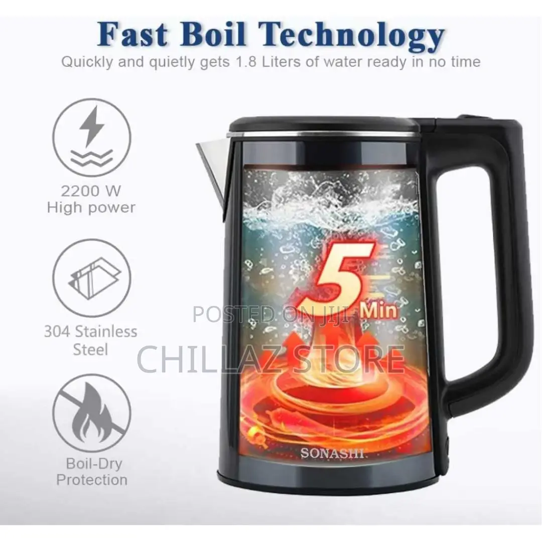 Sonashi 1.8 Litres Stainless Steel Cordless Kettle,