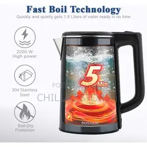 Sonashi 1.8 Litres Stainless Steel Cordless Kettle,
