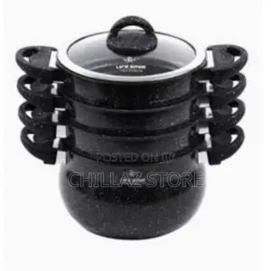 Life Smile 4 Layer Granite Coated Stockpot Steamer Saucepans