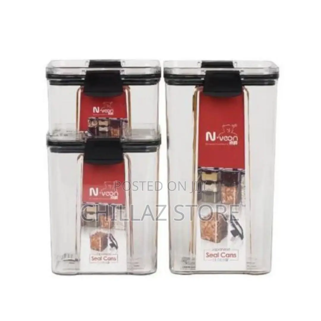 3 Piece Plastic Storage Box Tins Containers Organizer