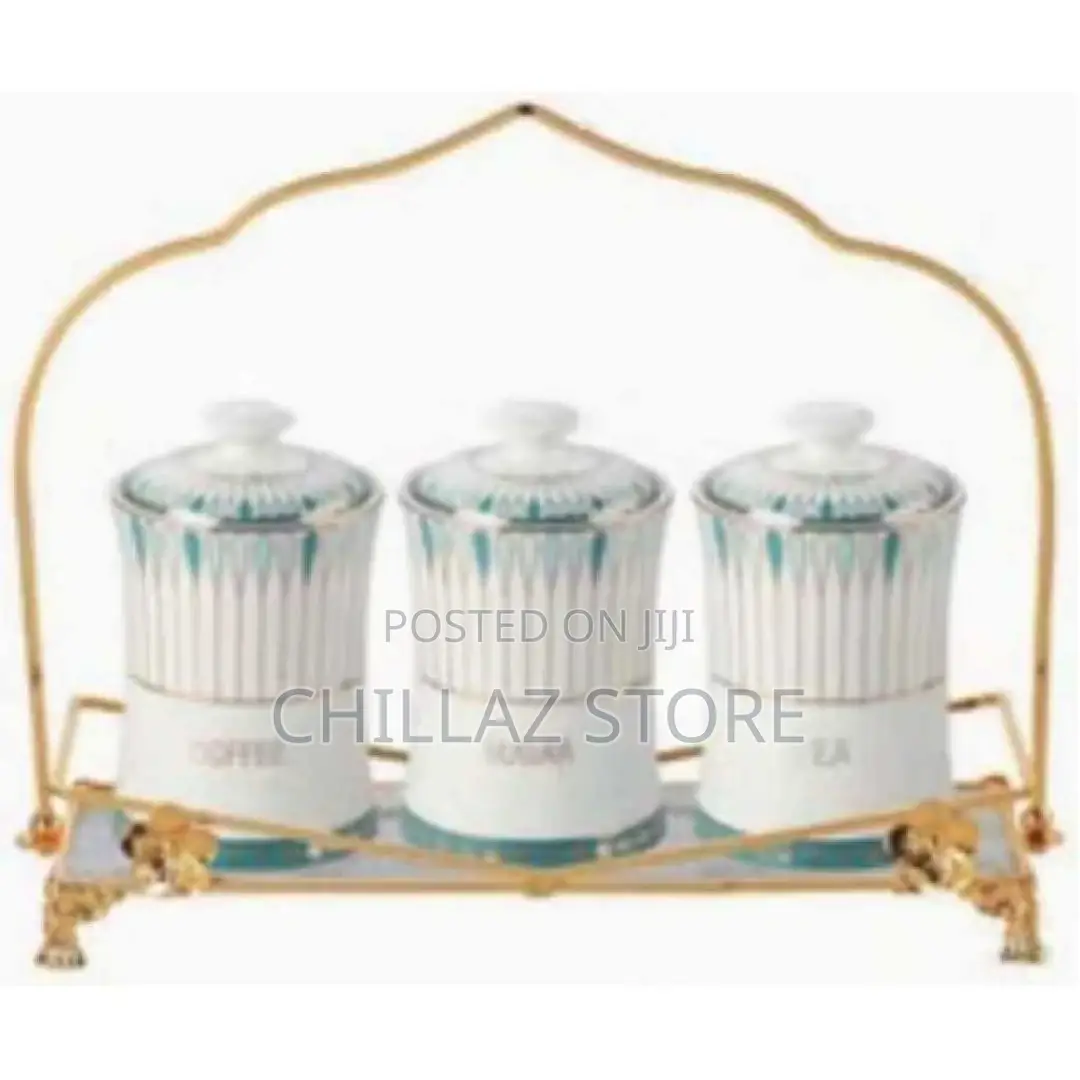 Life Smile 3 Piece Ceramic Sugar Bowl Coffee Tea Storage